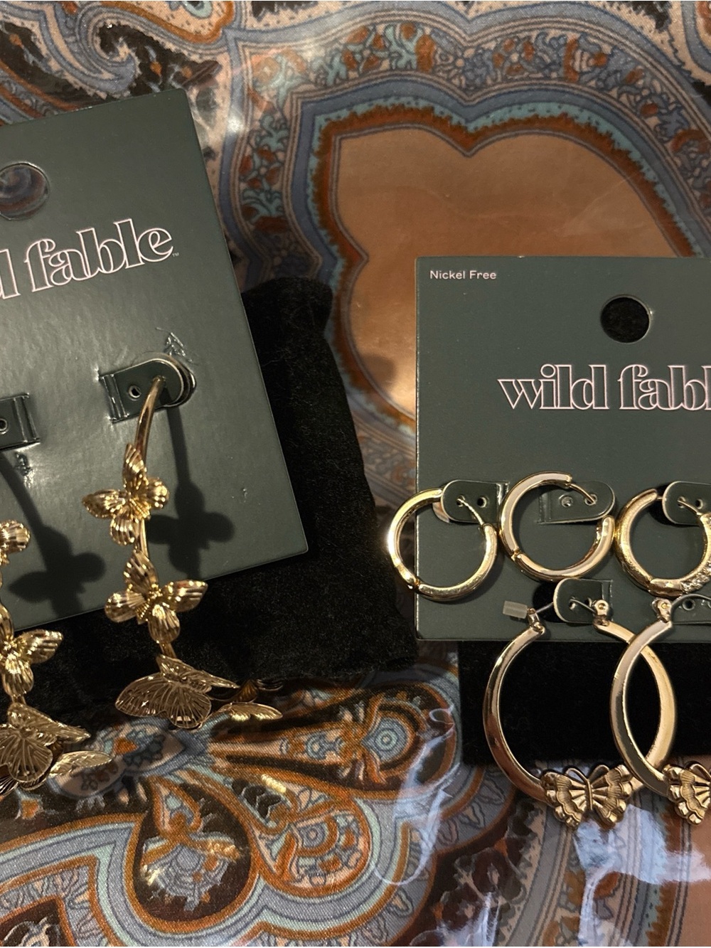 wild fable Gold Butterfly and Classic Hoop Earring Set 4 pair pierced earrings